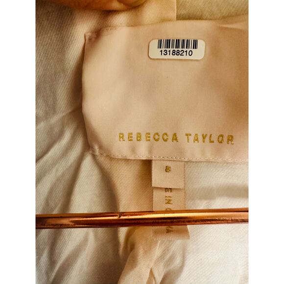 REBECCA TAYLOR Light Blue 70s Rickrack Trim Double Breasted Slub Jacket Blazer 8 - Picture 7 of 16